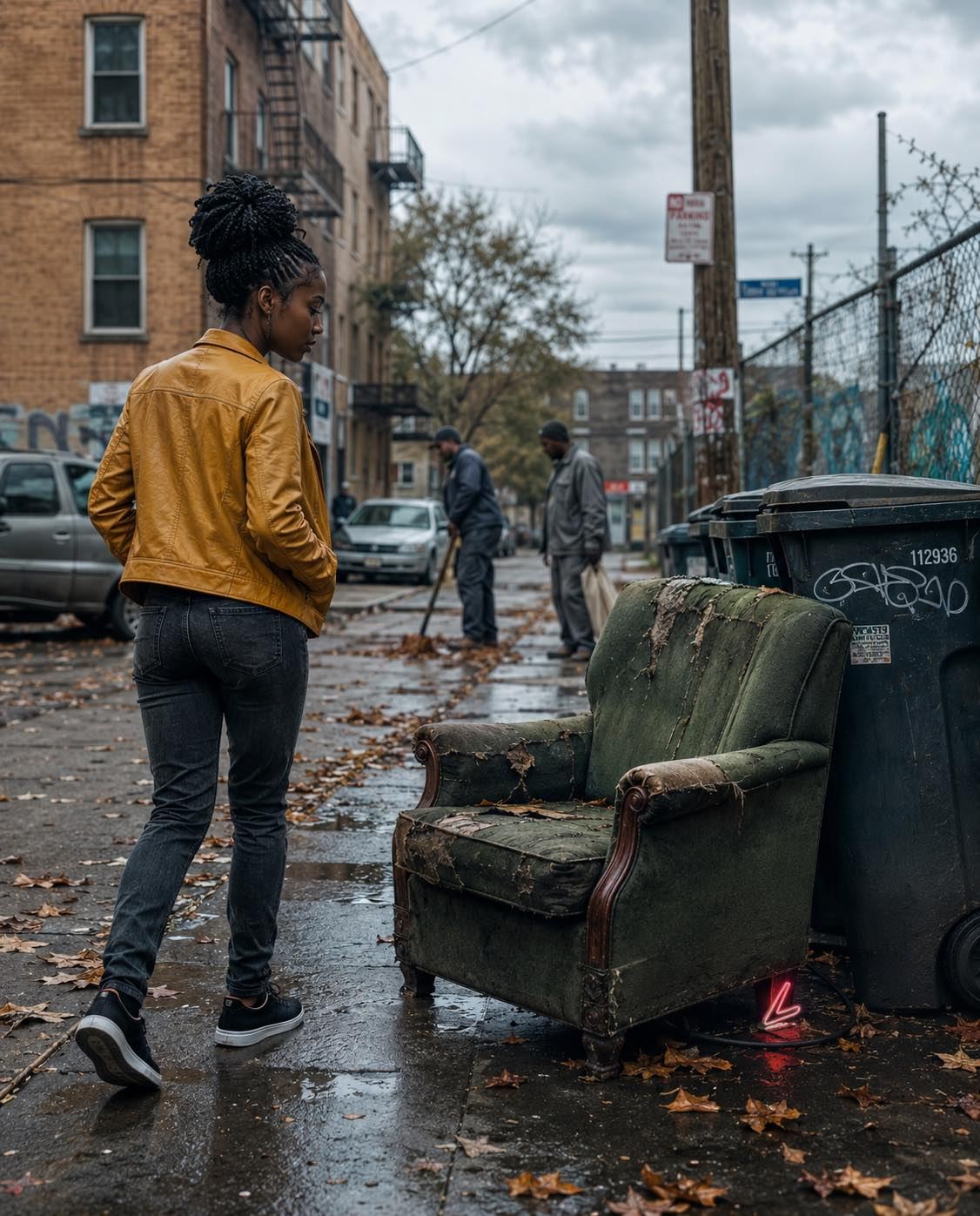 A woman went out to throw out the trash in the evening and found an almost new sofa in the trash. She decided to take it home. At home, she and her