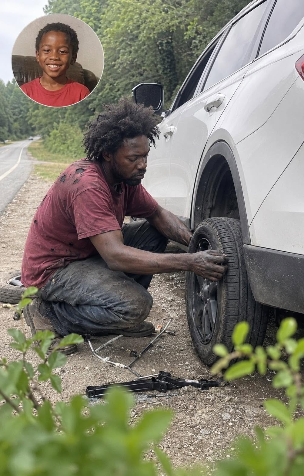 May 28, 2026 A Homeless Man Helped Me Change a Flat Tire on Route 9 Where My Son Disappeared 20 Years Ago – What He Left on My Passenger Seat Brought Me to My Knees