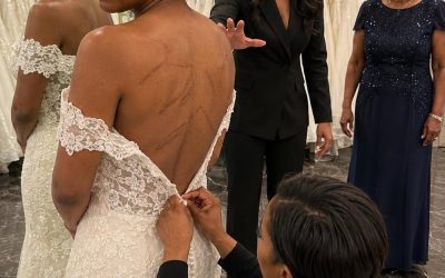 At the bridal boutique, my little sister stepped out to show me her wedding dress. But when the seamstress unzipped the back, I stopped breathing.
