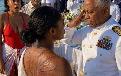 My sister ripped my shirt open on a luxury beach in front of Navy officers and laughed at the scars covering my back. My father stood there in silence while everyone stared at me like I was broken.