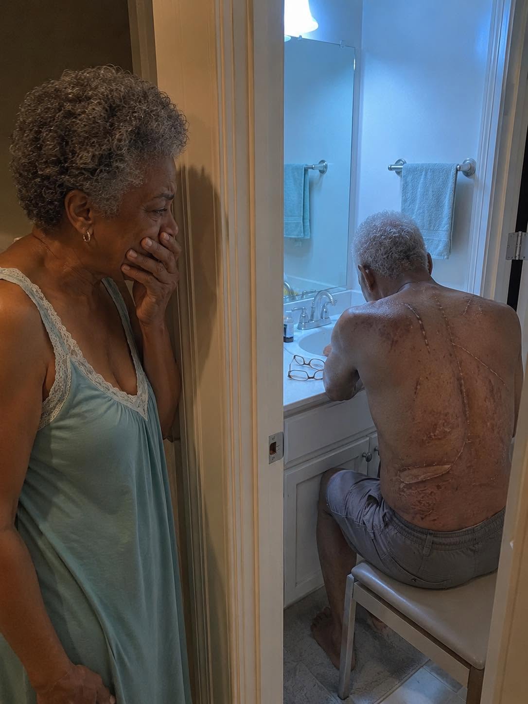 My husband used to lock himself in the bathroom every morning at 4 a.m. for thirty-five years. And the night I finally looked through the keyhole, I understood why he always whispered, “I’m doing this to protect you.”