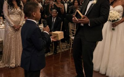 My ex-husband cheated on me, left me and our son, and still invited us to his wedding. During his speech, he laughed and said, “Leaving that trash was the best decision of my life!” The crowd burst into laughter. Then my son calmly took the microphone. “I brought a special gift for you, Dad,” he said, handing him a box. When my ex opened it, his scream silenced the entire room.