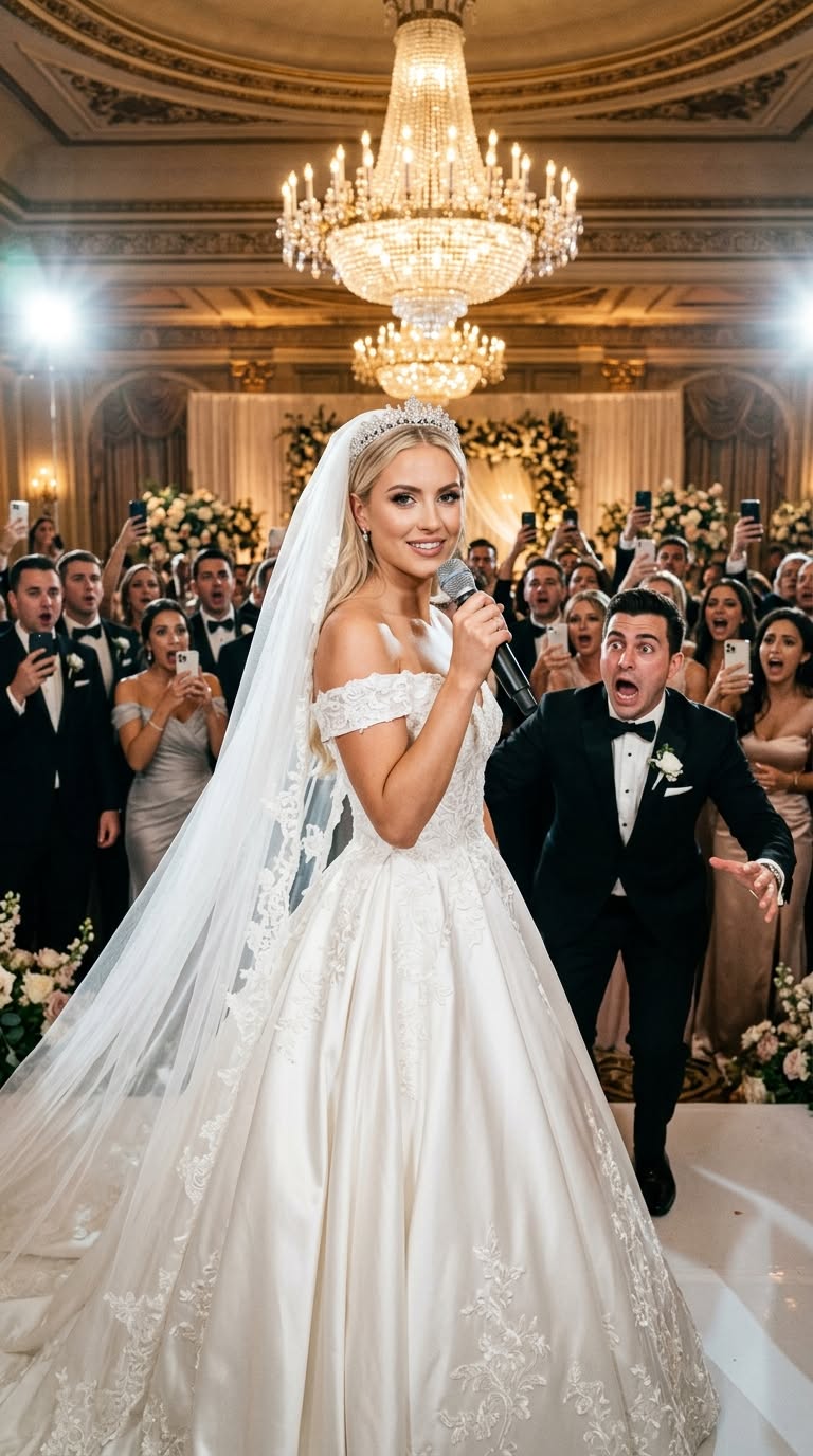 Fifteen minutes before my wedding, I found my parents tucked behind a marble pillar on two flimsy plastic chairs, while my fiancé’s rich relatives sat proudly in the front row like honored royalty. My mother held my hand and whispered, “Please don’t let this destroy your day.” But in that moment, something inside me went cold. I walked to the stage, picked up the microphone, and smiled at the entire room.