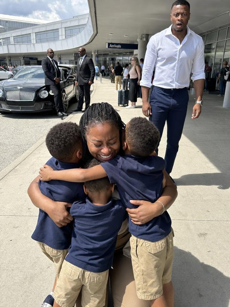 “My billionaire ex-husband sat beside me on a flight just to shame me—then three little boys stepped out of a Bentley and ran toward me, calling, “Mom!”