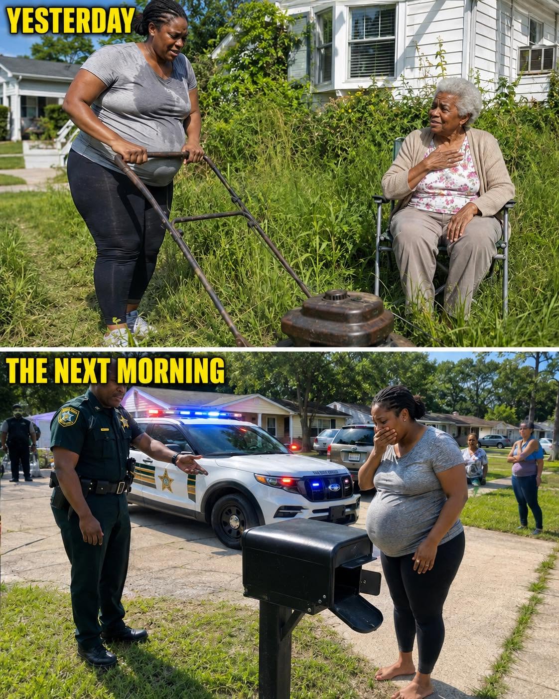 I Mowed the Lawn for the 82-Year-Old Widow Next Door – The Next Morning, a She.riff Woke Me up with a Request That Made My Bl.00d Run Cold