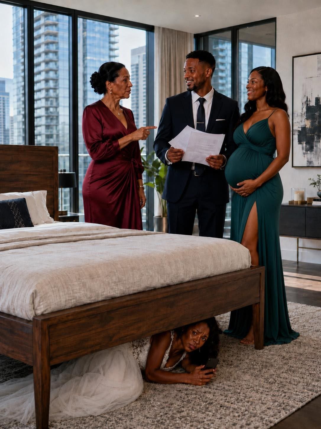The bride hid under the bed as a prank, but she overheard her mother-in-law say, “In a year, we’ll take everything from her.” That night, she realized her marriage was a trap.