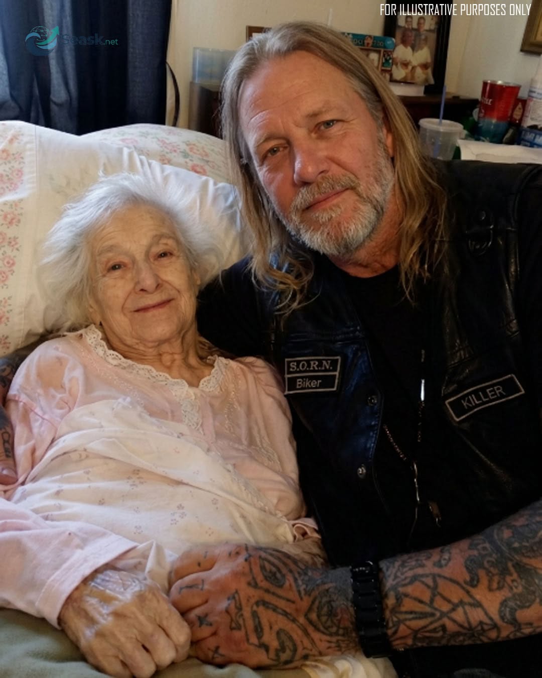 Ma mère de 81 ans a engagé un motard tatoué comme aide-soignant — quand j’ai découvert la raison, j’ai failli avoir une crise cardiaque.