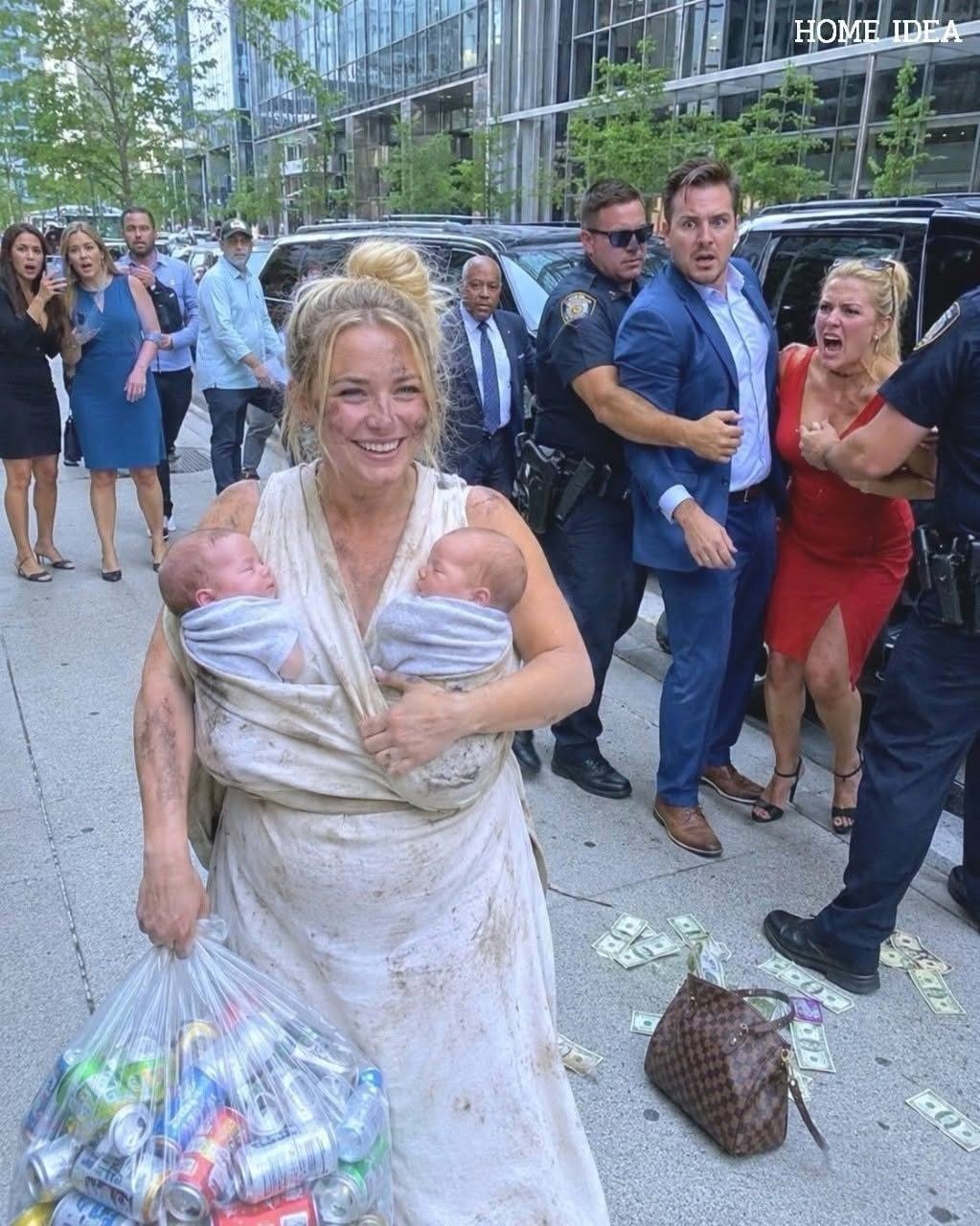 “Buy the bastards some milk,” my wealthy fiancée laughed, throwing a  bill at my ex-wife. I had thrown my ex out a year ago, believing she cheated. Now she was walking a dirt road, collecting cans with twin babies strapped to her chest. When I saw the babies had my exact hair and eyes, my blood turned ice. My ex just looked at me with terrifying pity. I hunted down the private investigator who handled my divorce. When I forced him open his safe, the documents inside revealed the darkest secret that shattered my life.