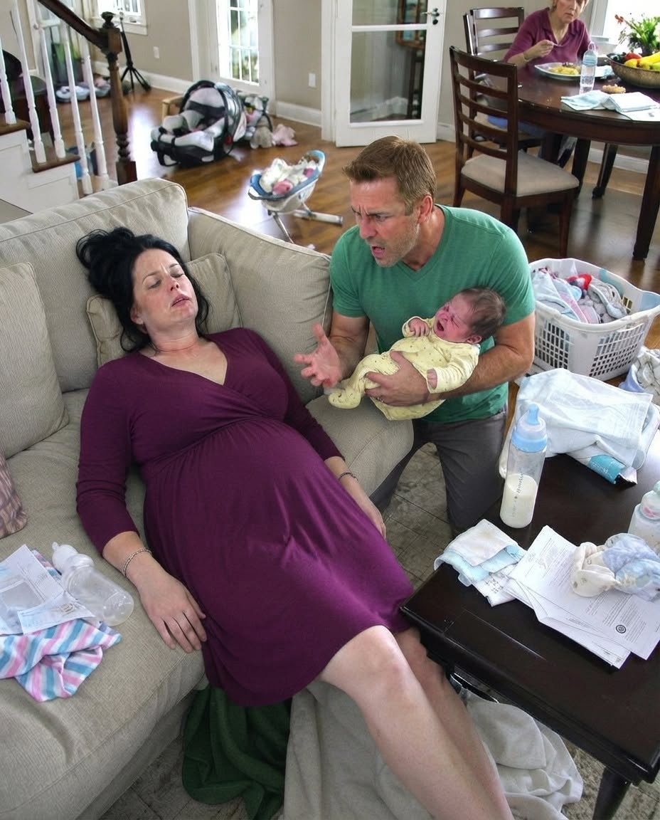 I came home early and found my wife unconscious on the couch, our newborn screaming nearby, while my mother calmly ate the dinner she had forced her to cook.